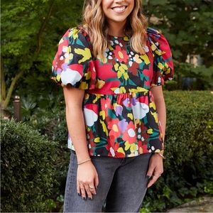 Crosby by Mollie Burch black floral peplum blouse-worn once